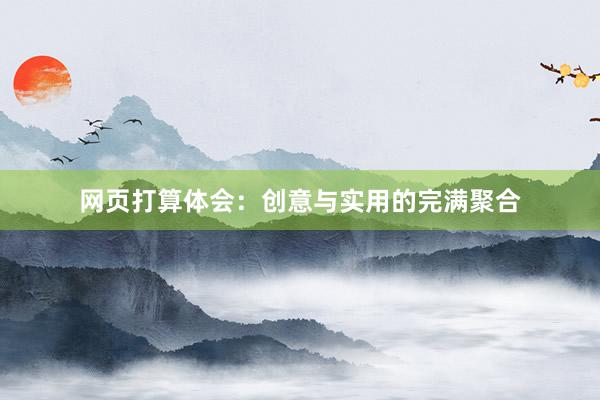网页打算体会：创意与实用的完满聚合
